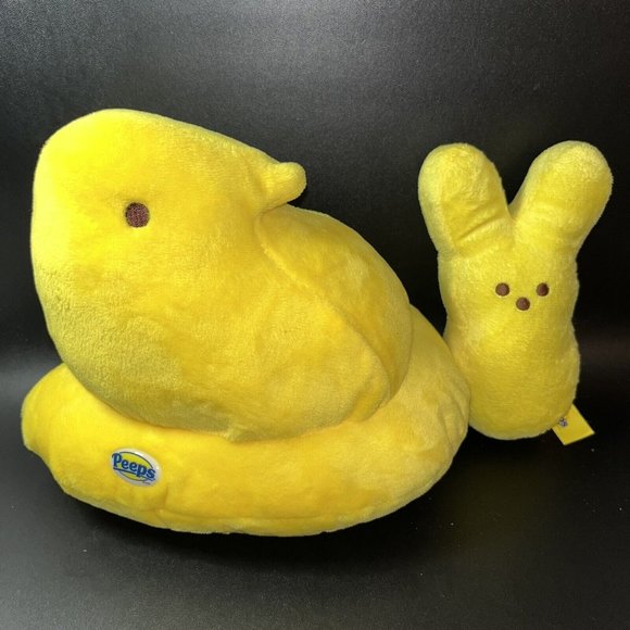 Peeps Plush Chick And Bunny Yellow  Set Stuffed Animal Toy Tiny Mark Beak Seem - Picture 1 of 14